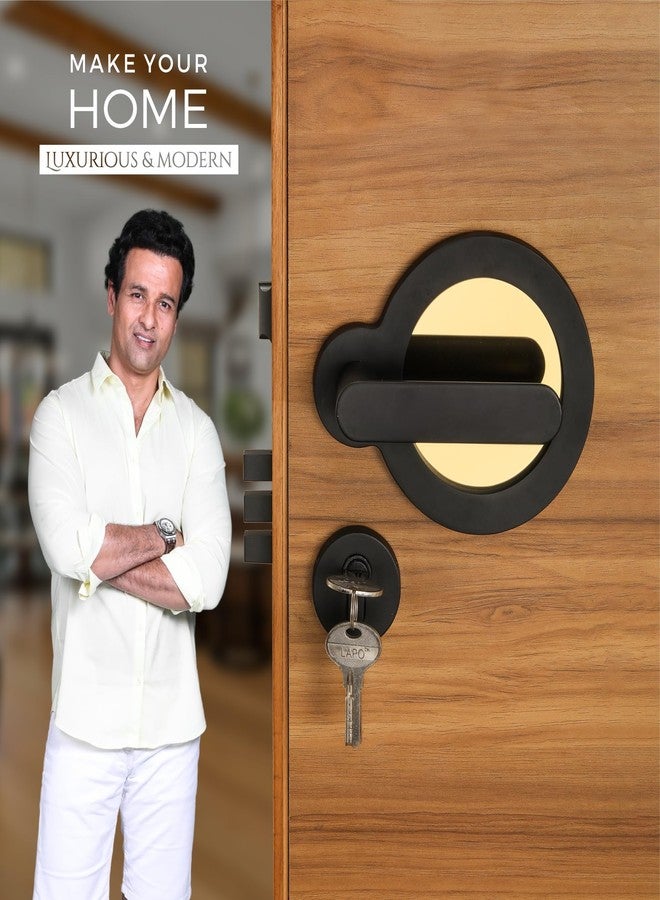 LAPO Heavy Duty Door Lock for Main Door and Bedroom Door - Mortise Door Lock Handlesets Lock Body and Cylinder with 3 Key for Home,Office,Hotel| Black-Gold Finish | 3 Years Warranty Ro-177 - Image 2